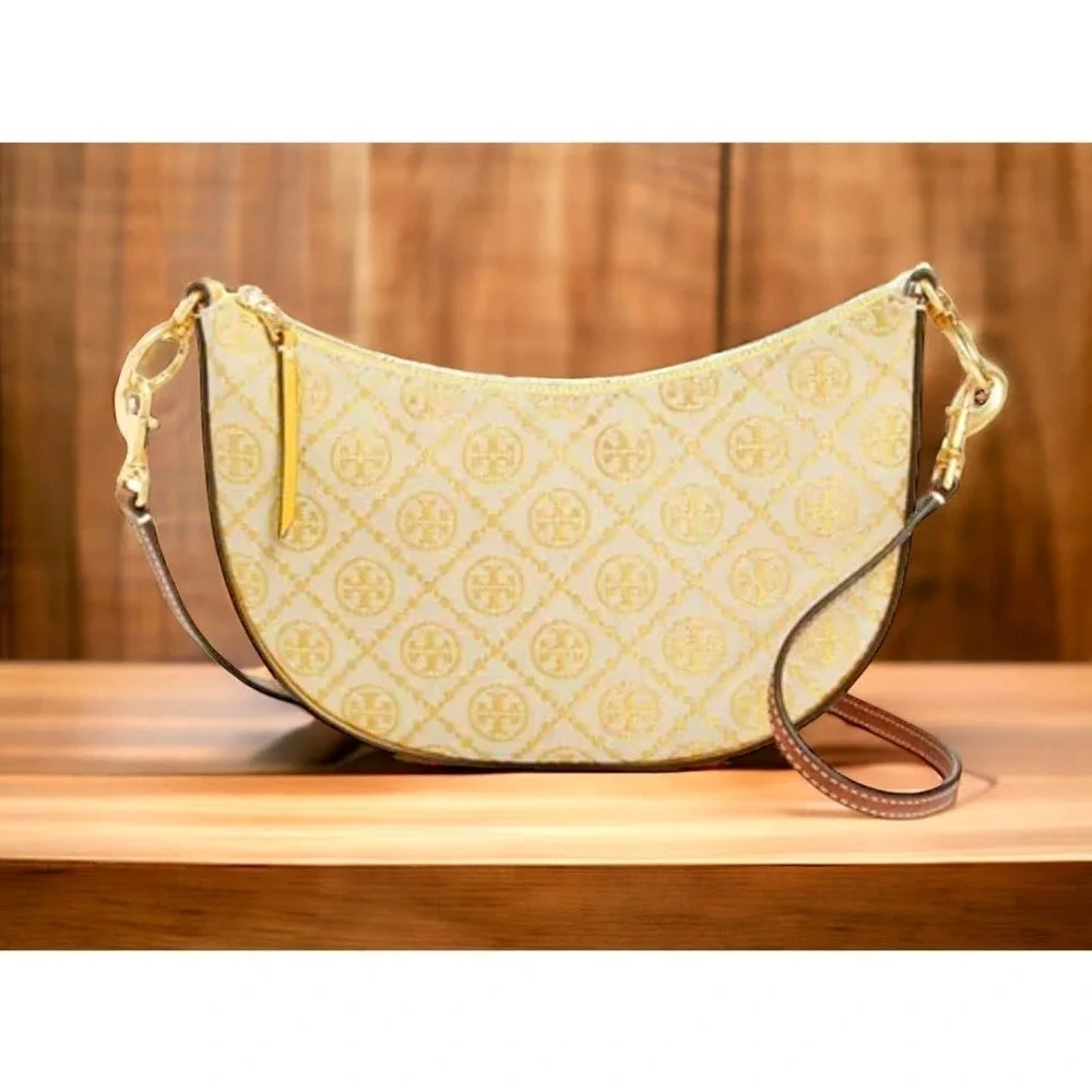 New Without Tags Tory Burch T Monogram Mini Jacquard Hobo Crossbody Bag